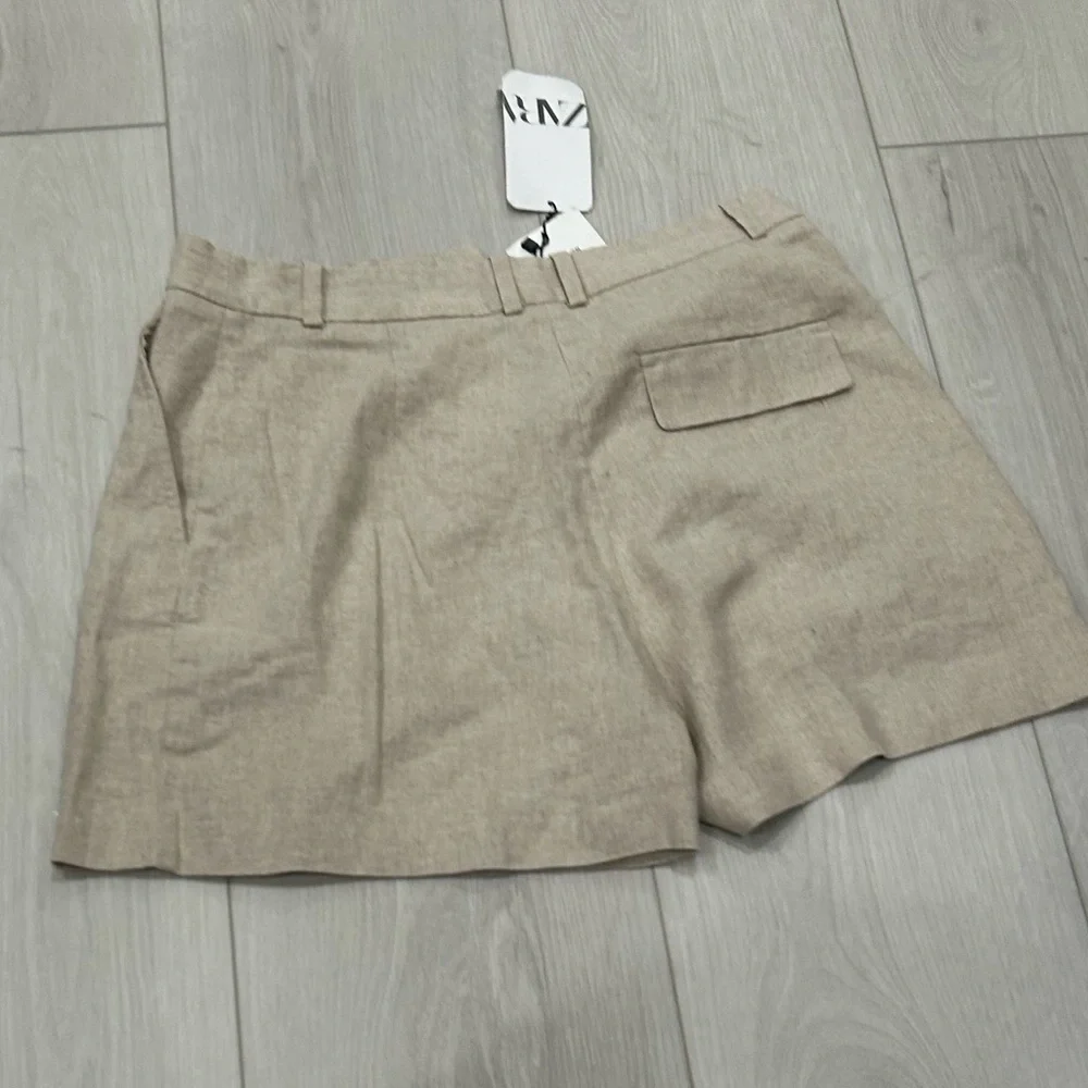 NWT Zara Linen Blend Shorts - Picture 2 of 5